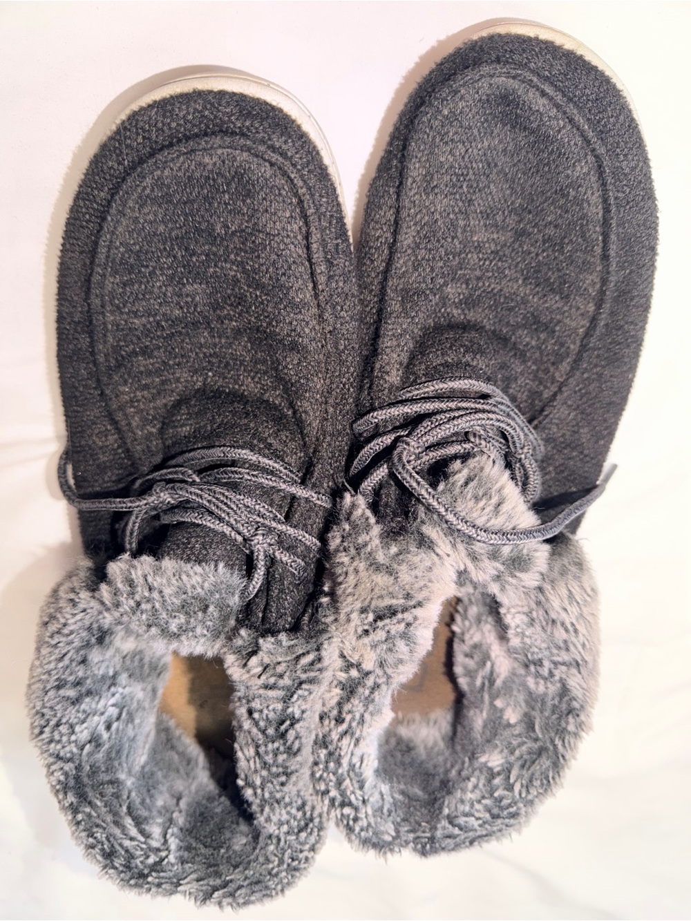 Hey Dude Gray Faux-Fur Lined Slip-On Slippers